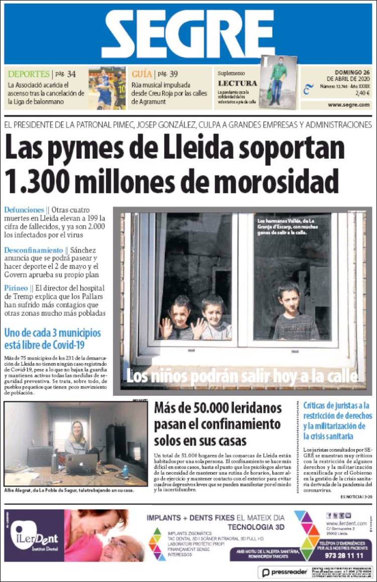 Portada de Segre  (Spain)