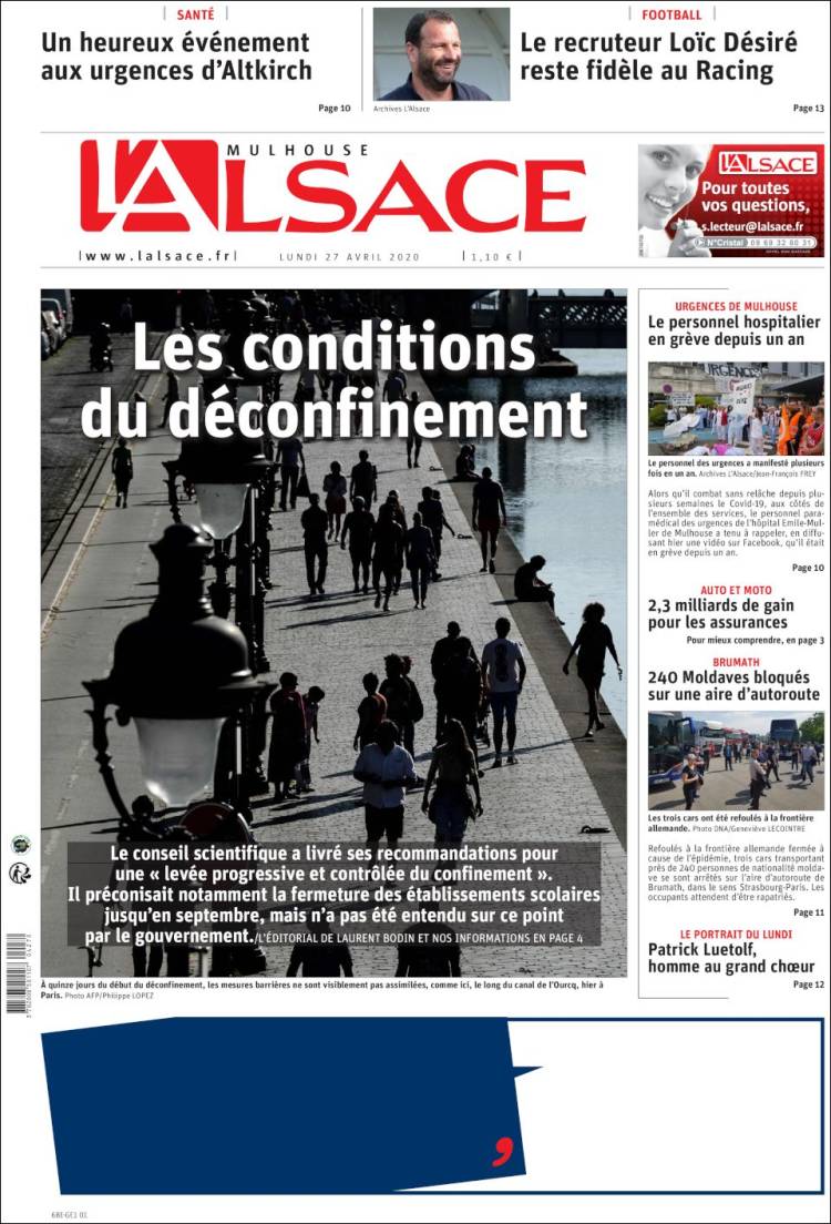 Portada de Journal L'Alsace (France)