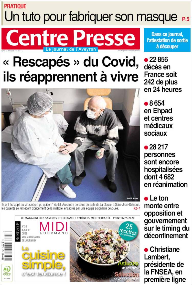 Portada de Centre Presse (France)