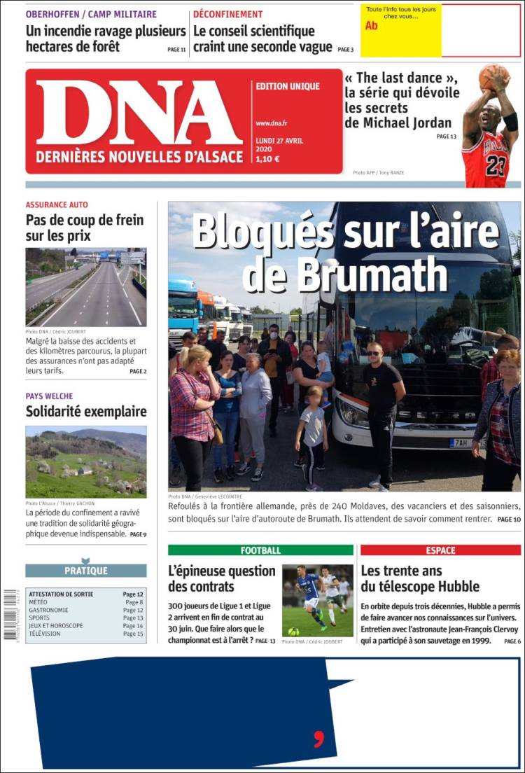 Portada de Les Dernières Nouvelles d'Alsace (France)