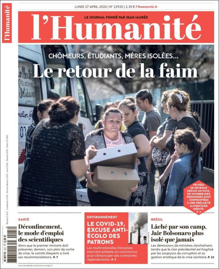 Portada de l'Humanite (France)