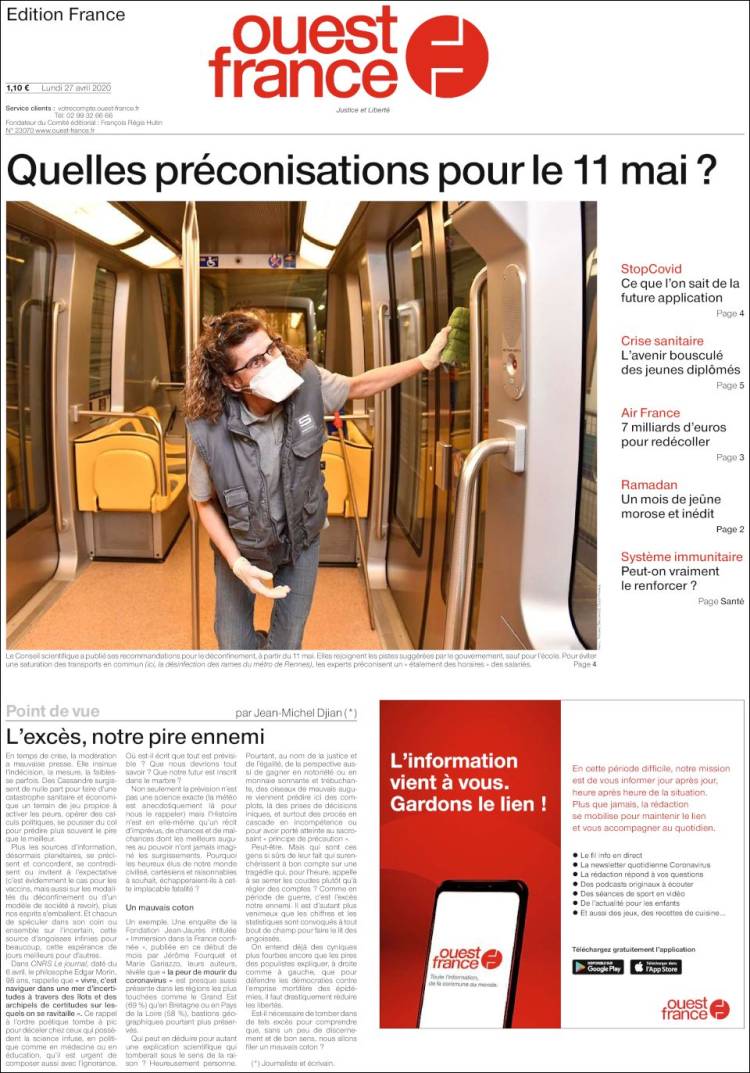 Portada de Ouest France (France)