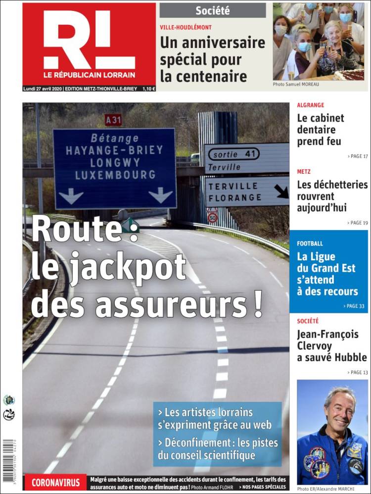 Portada de Le Republicain Lorrain (France)