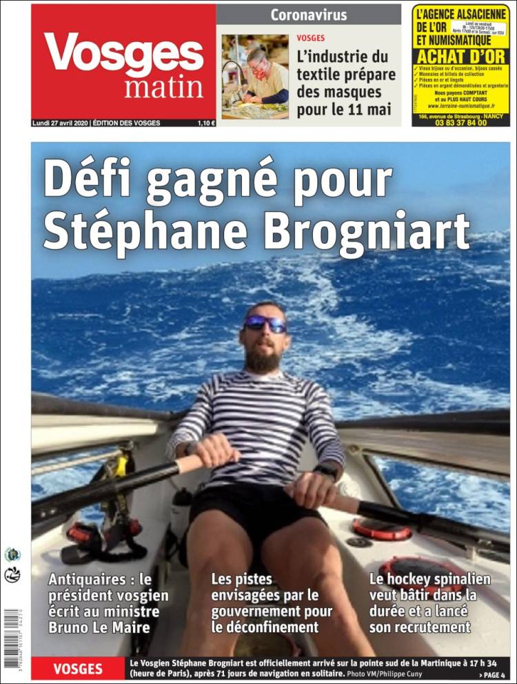 Portada de Vosges Matin (France)