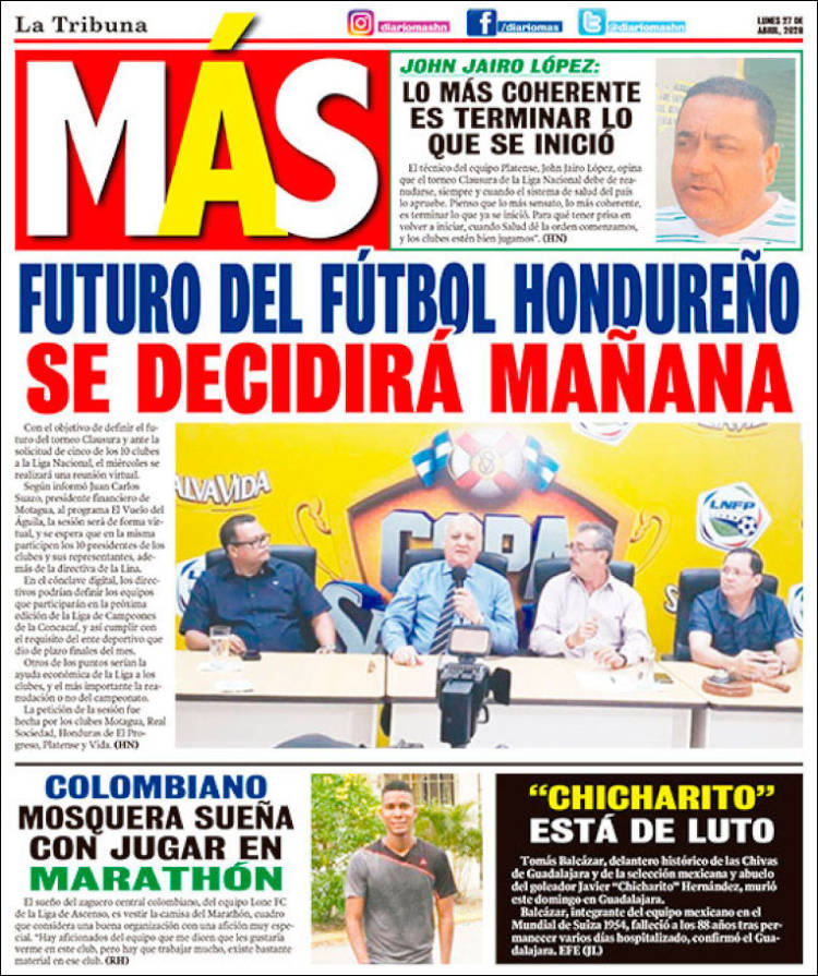 Portada de Diario Más (Honduras)