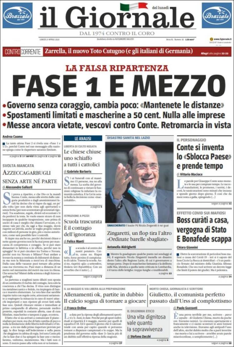 Portada de il Giornale (Italia)