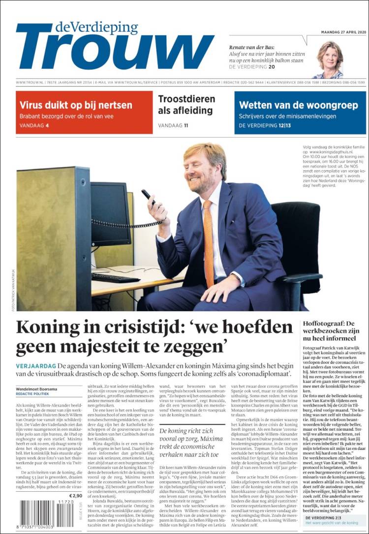 Portada de Trouw (Pa&iacute;ses Bajos)