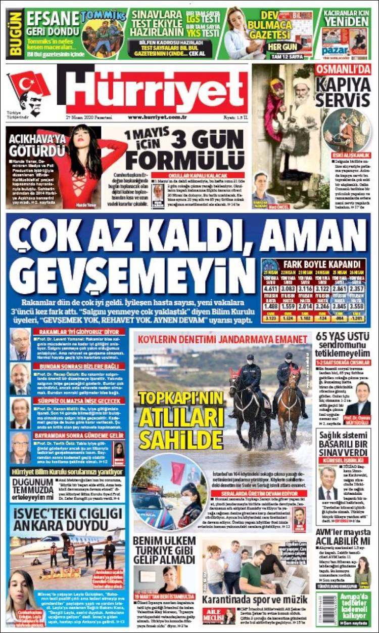 Portada de Hürriyet (Turqu&iacute;a)