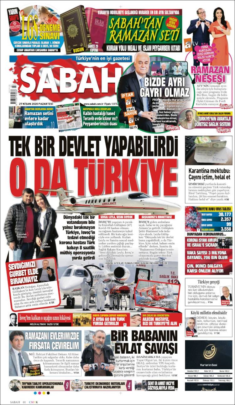 Portada de Sabah (Turqu&iacute;a)