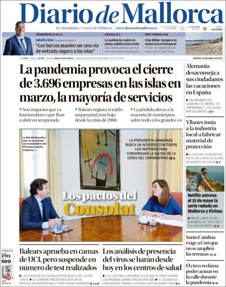 Portada de Diario de Mallorca (España)