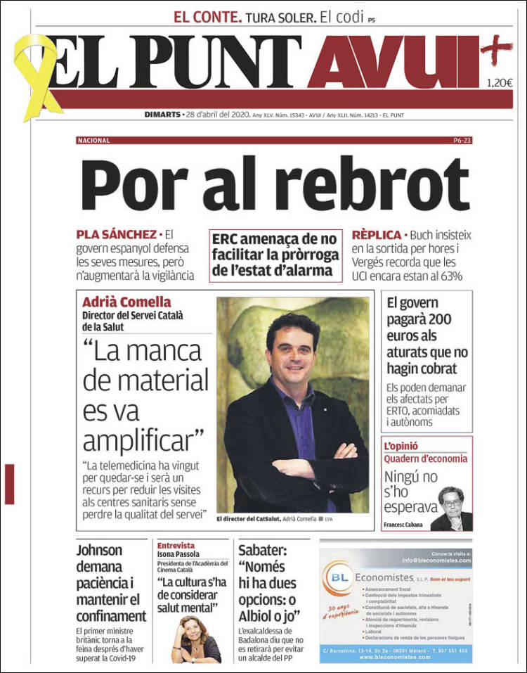 Portada de El Punt Avui (España)