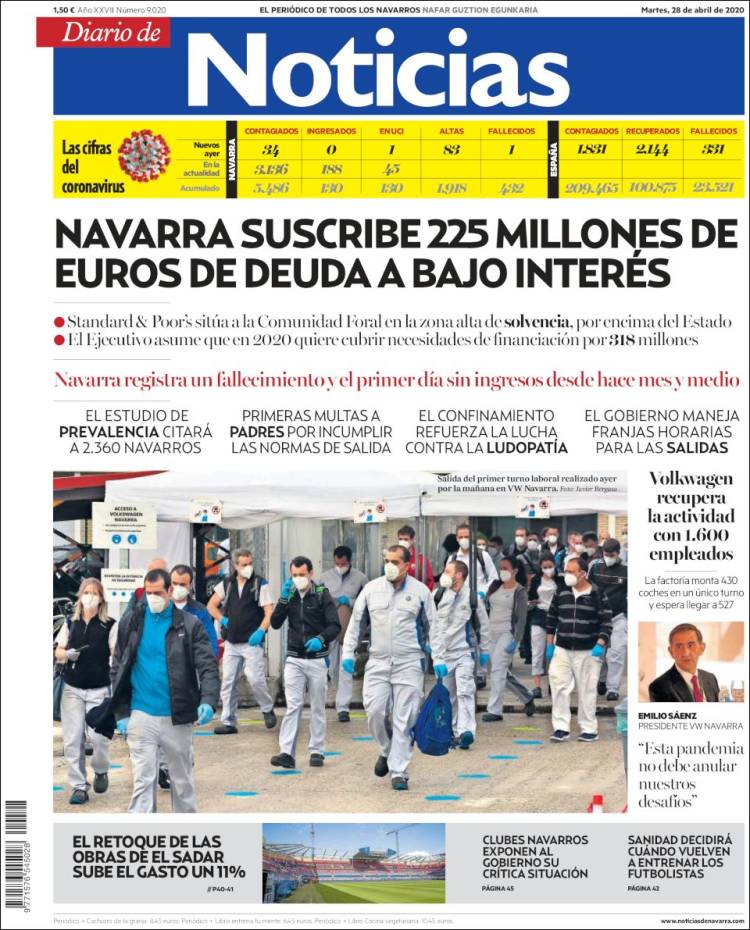 Portada de Noticias de Navarra (España)
