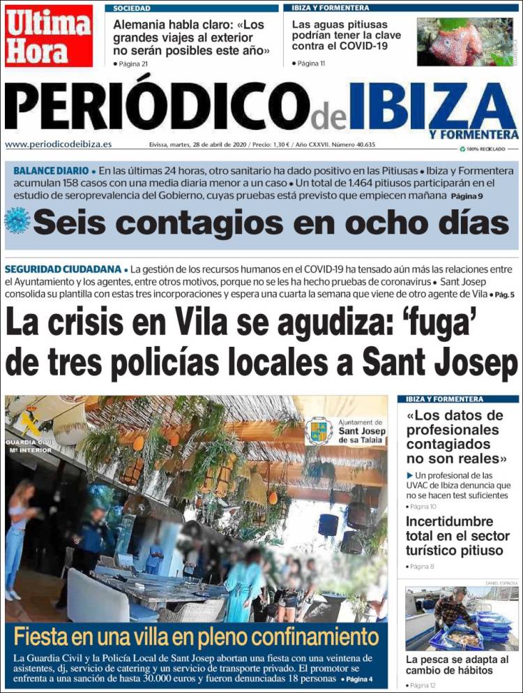 Portada de Periódico de Ibiza (España)