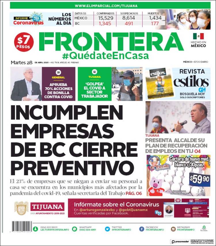 Portada de Frontera (México)