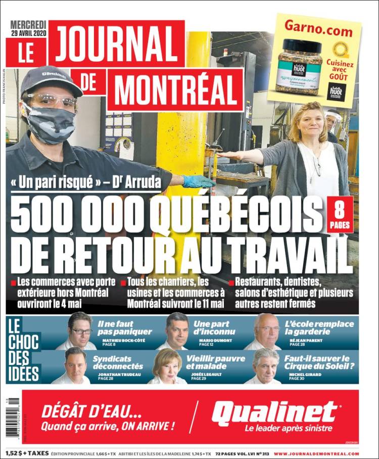 Portada de Le Journal de Montréal (Canadá)