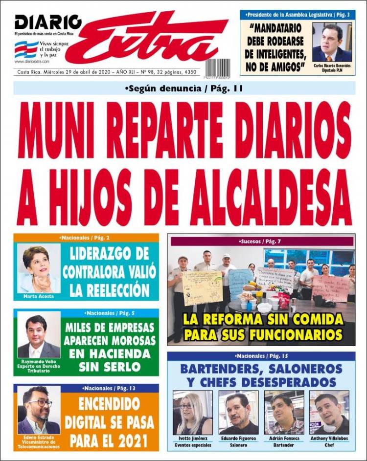 Portada de Diario Extra (Costa Rica)