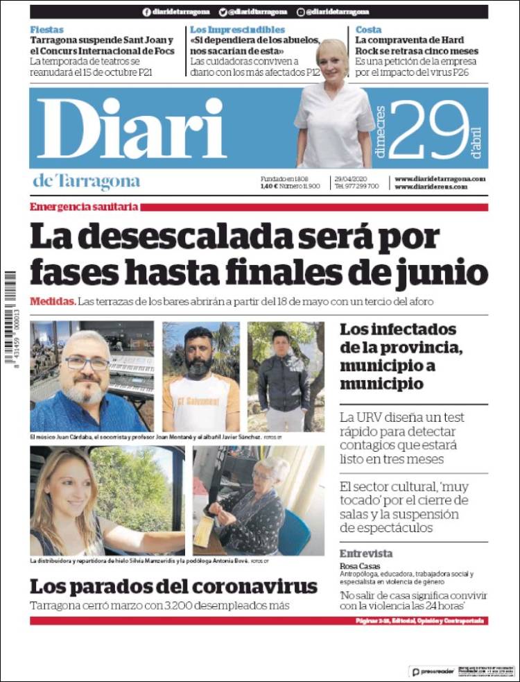 Portada de Diari de Tarragona (España)