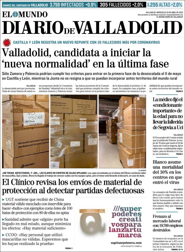 Portada de Diario de Valladolid (España)