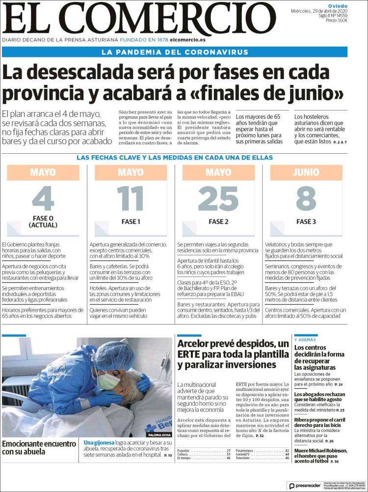 Portada de El Comercio (España)