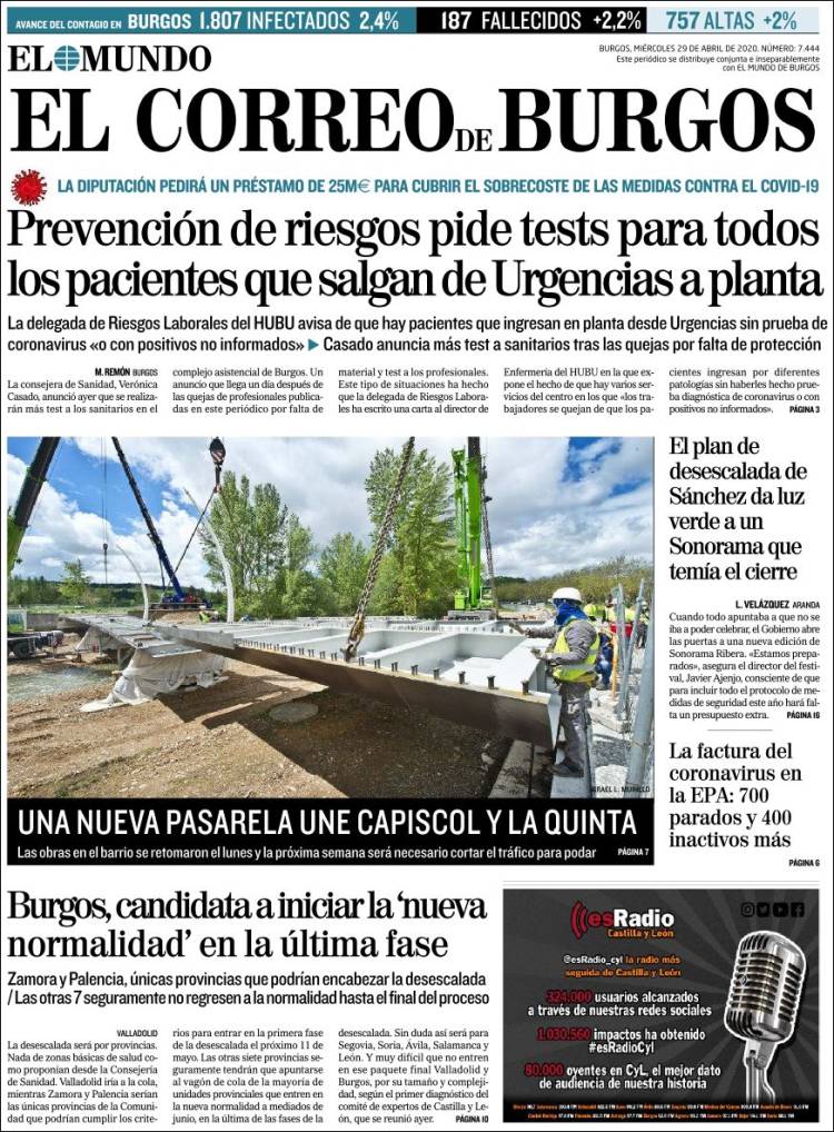 Portada de El Correo de Burgos (España)