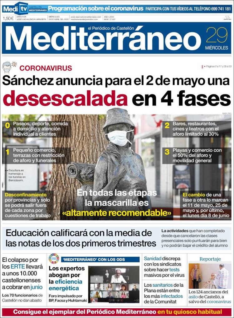 Portada de El Periódico Mediterraneo (España)