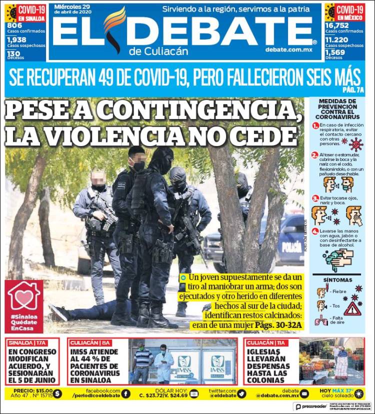 Portada de El Debate de Culiacán (Mexico)