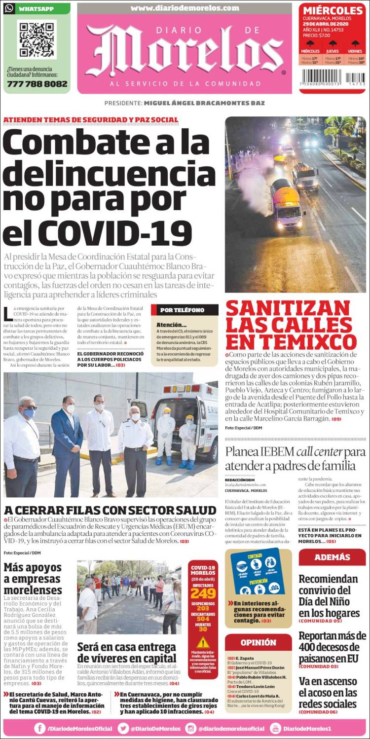 Portada de Diario de Morelos (Mexico)