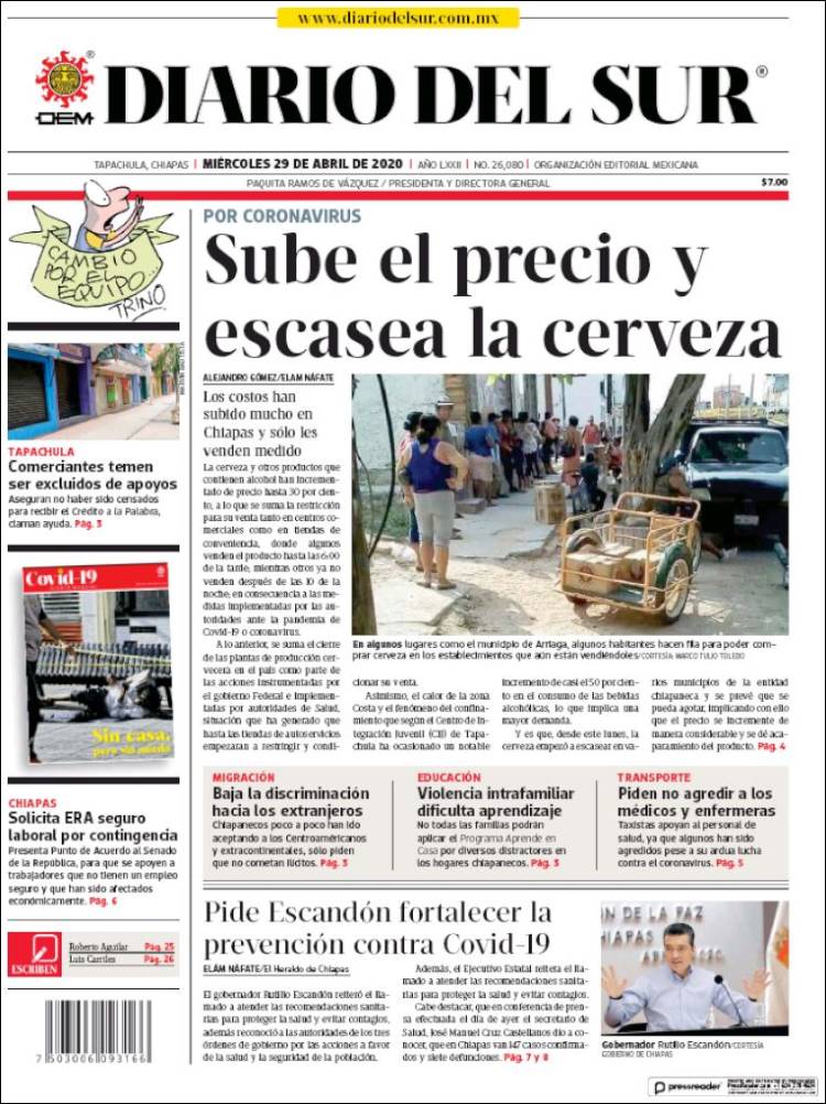 Portada de El Diario del Sur (Mexico)