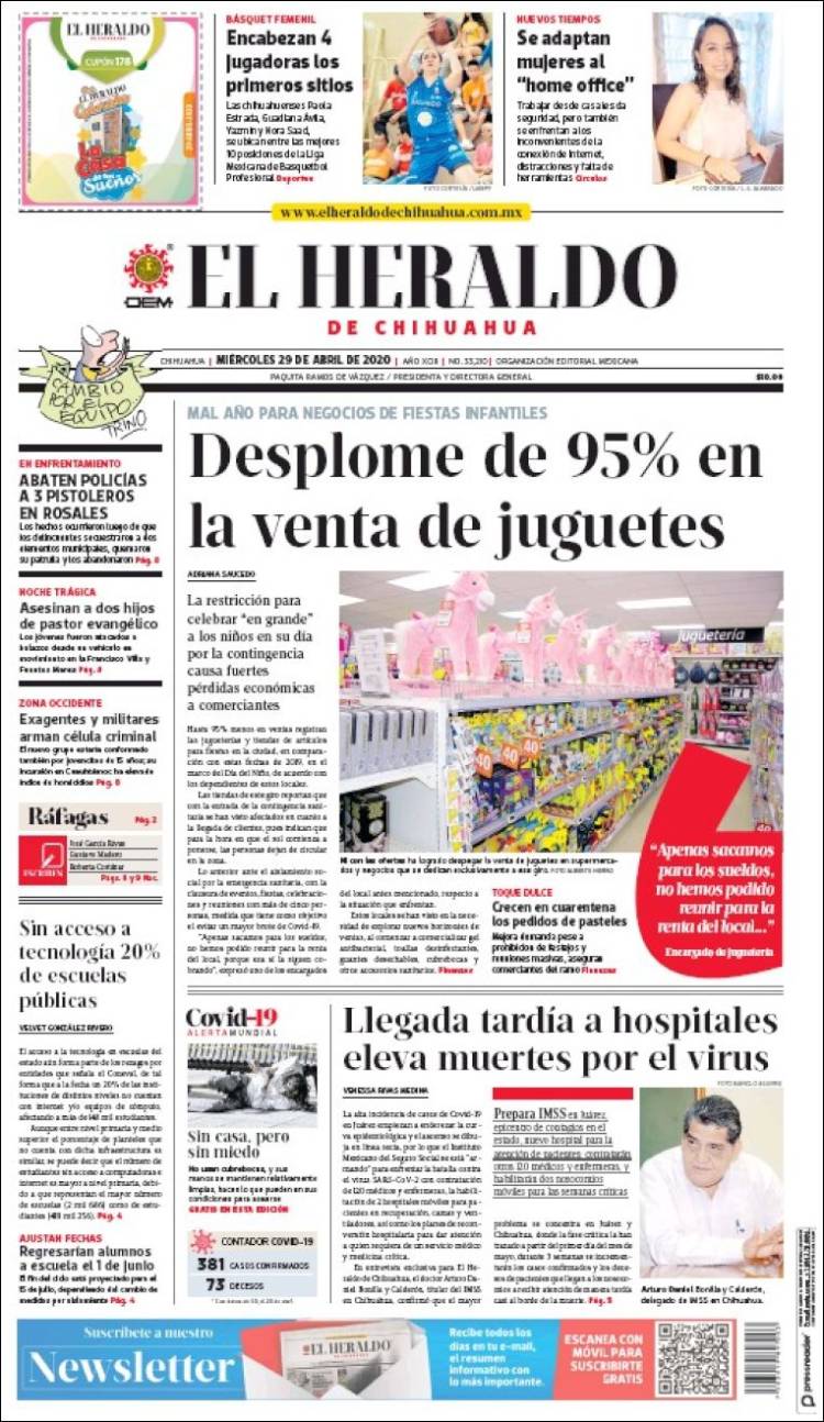 Portada de El Heraldo de Chihuahua (Mexico)