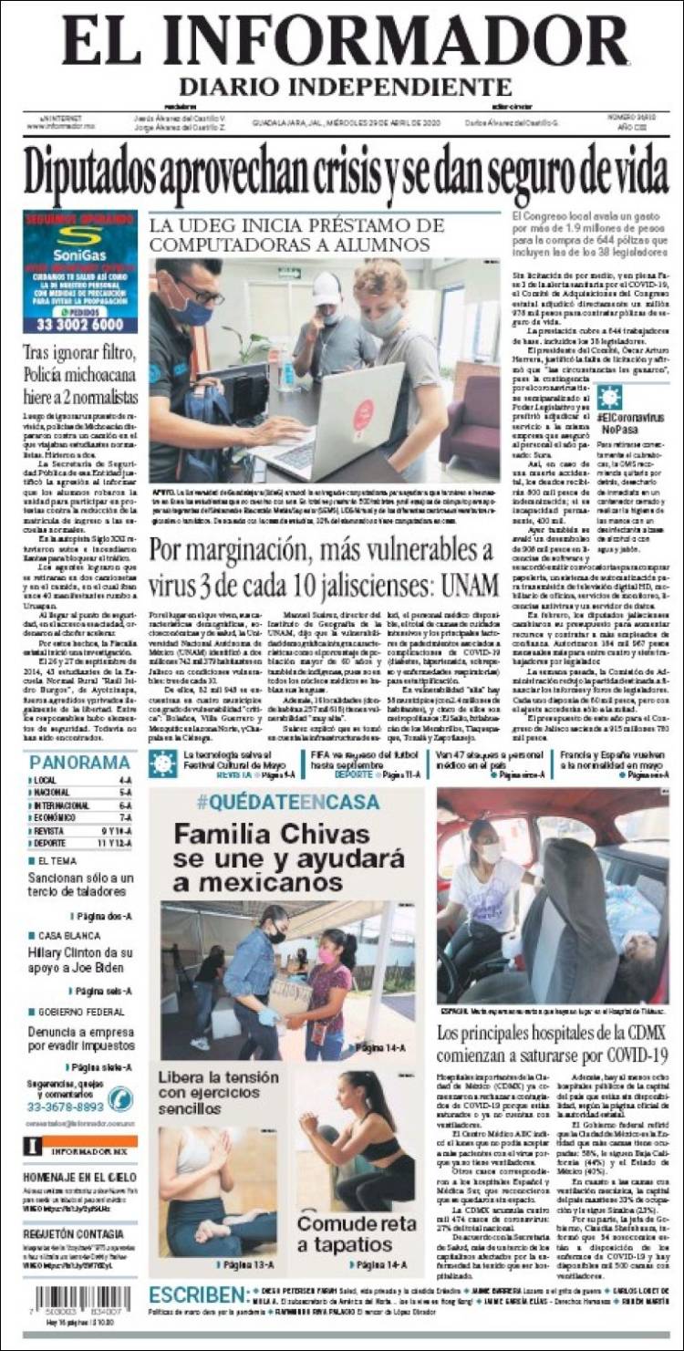 Portada de El Informador (Mexico)