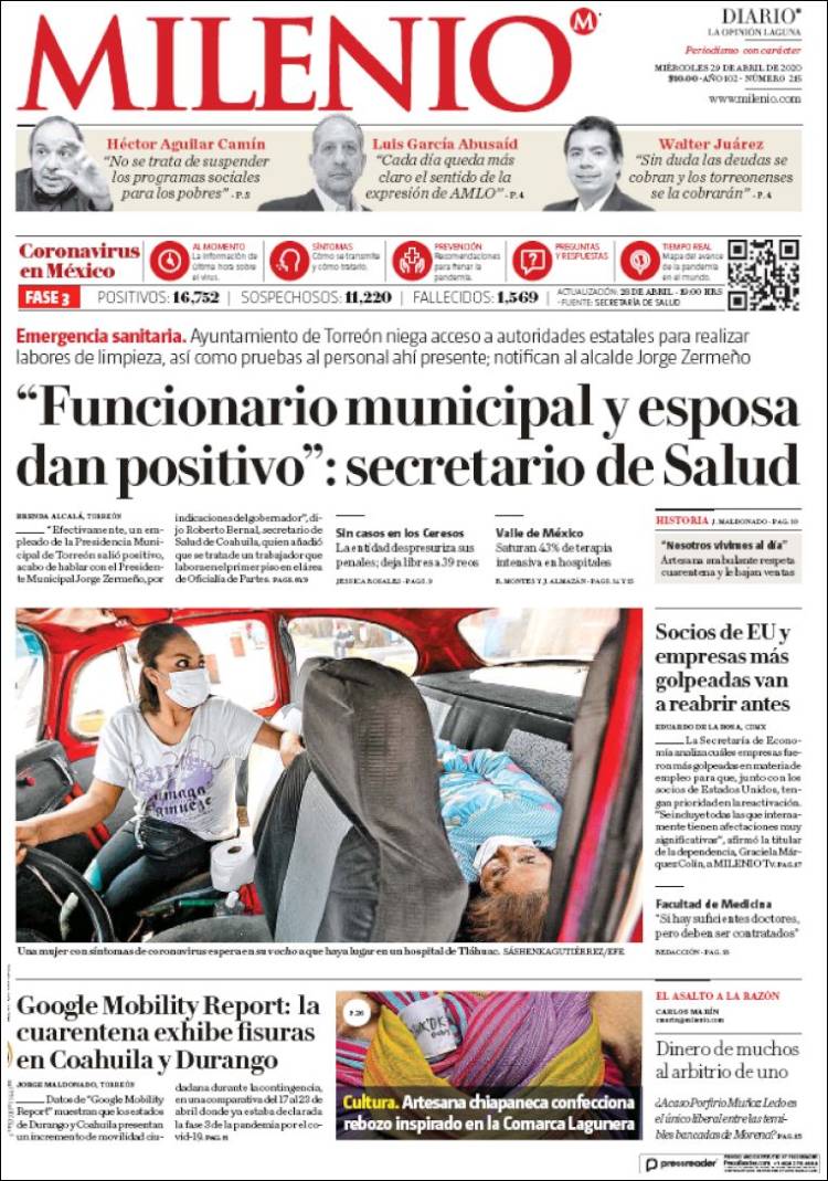 Portada de Milenio - Laguna (Mexico)