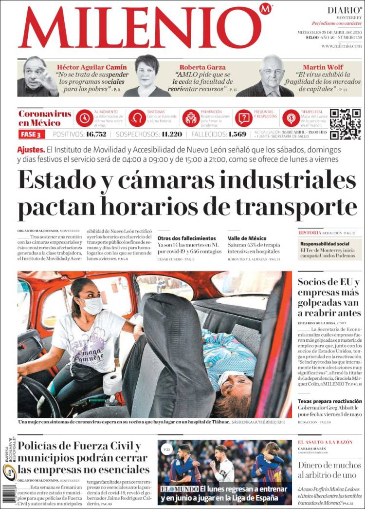 Portada de Milenio de Monterrey (Mexico)