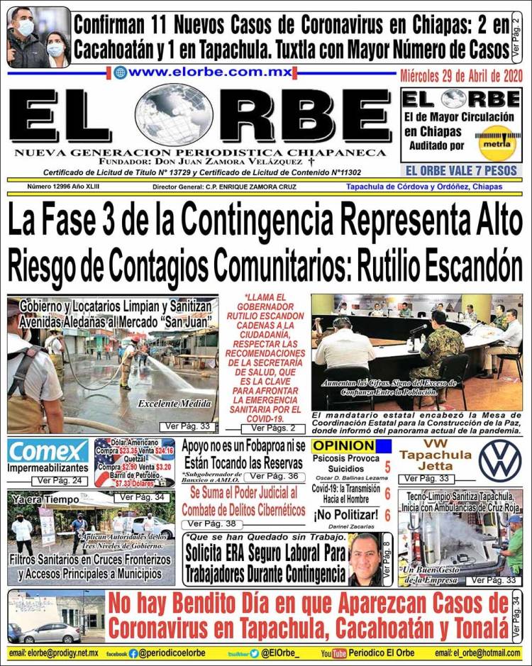 Portada de El Orbe (Mexico)