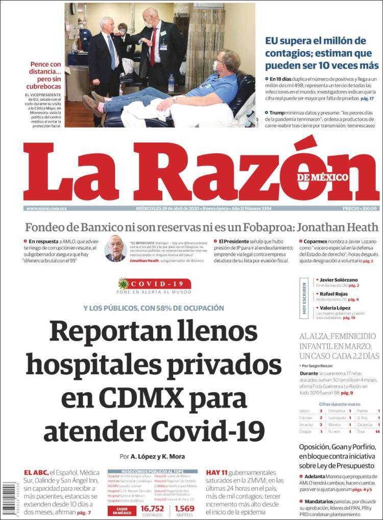 Portada de La Razón (Mexico)