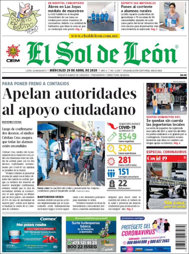 Portada de El Sol de León (Mexico)