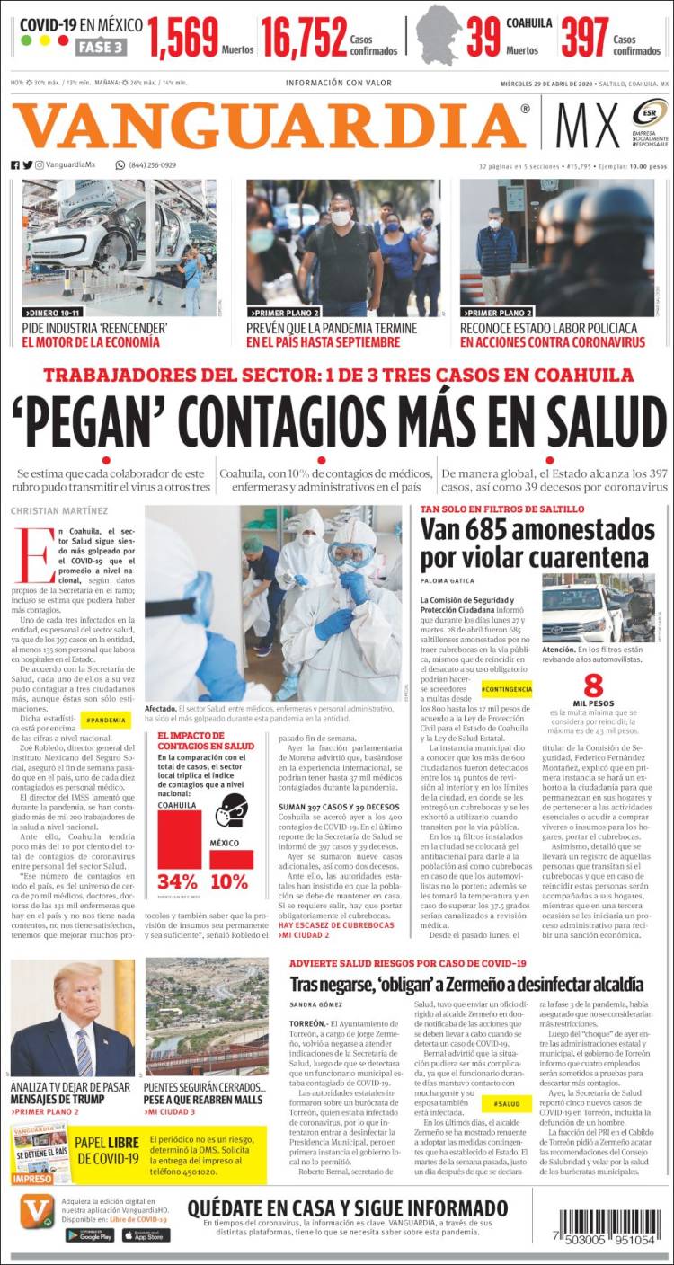 Portada de Vanguardia (Mexico)