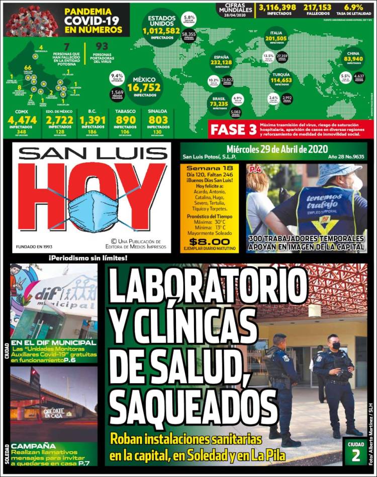 Portada de San Luis Hoy (Mexico)