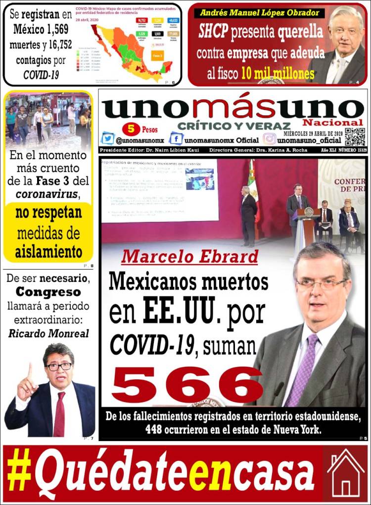 Portada de unomásuno (Mexico)