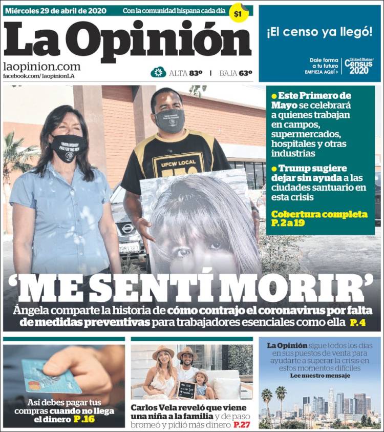 Portada de La Opinión (USA)