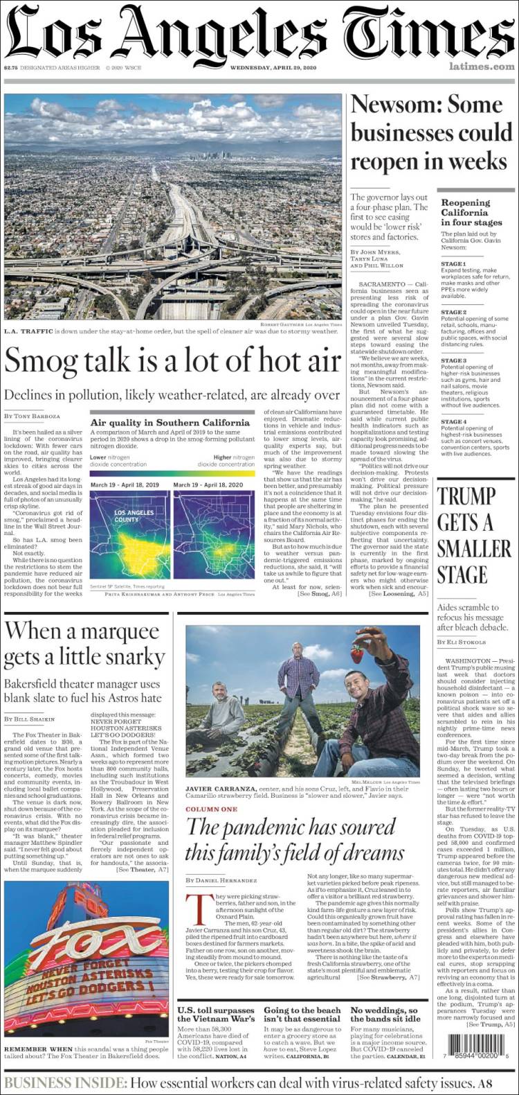 Portada de Los Angeles Times (USA)