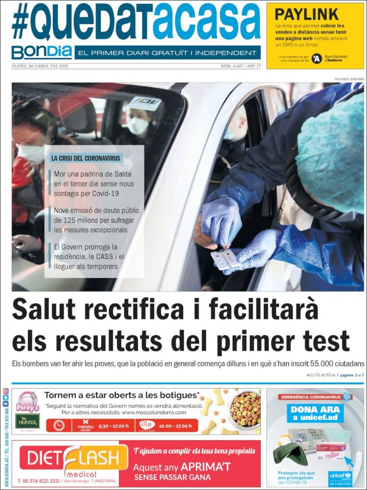 Portada de Diari Bondia (Andorra)