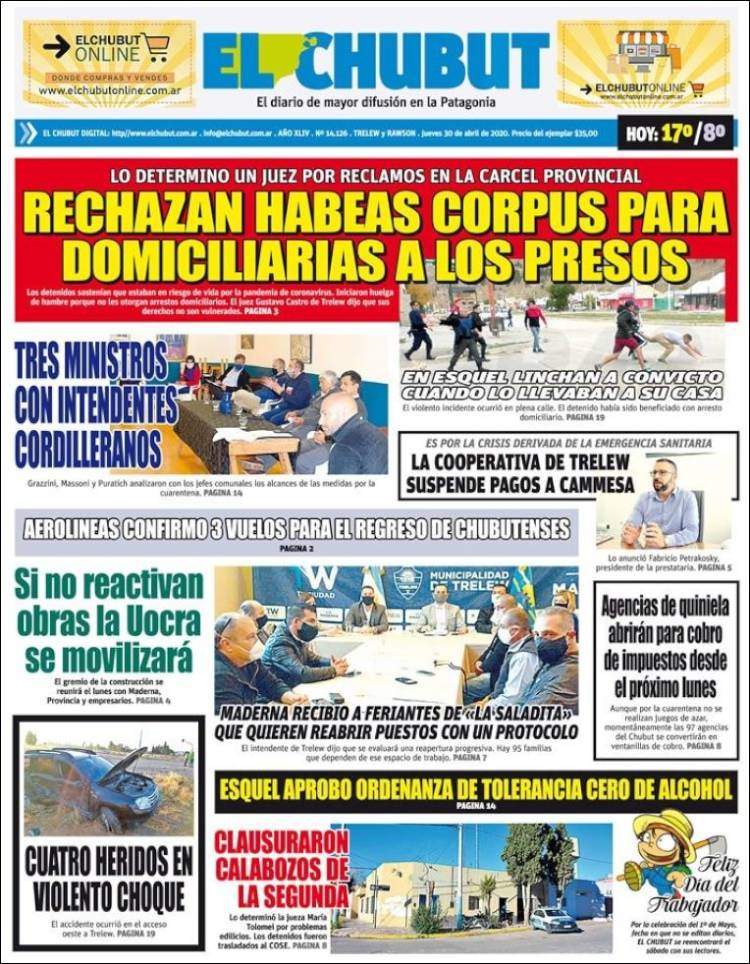 Portada de El Chubut (Argentina)