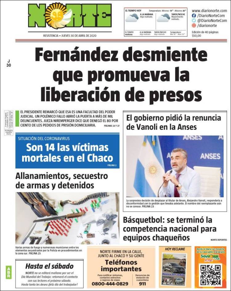 Portada de Diario Norte (Argentina)