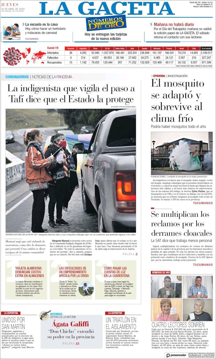 Portada de La Gaceta (Argentina)