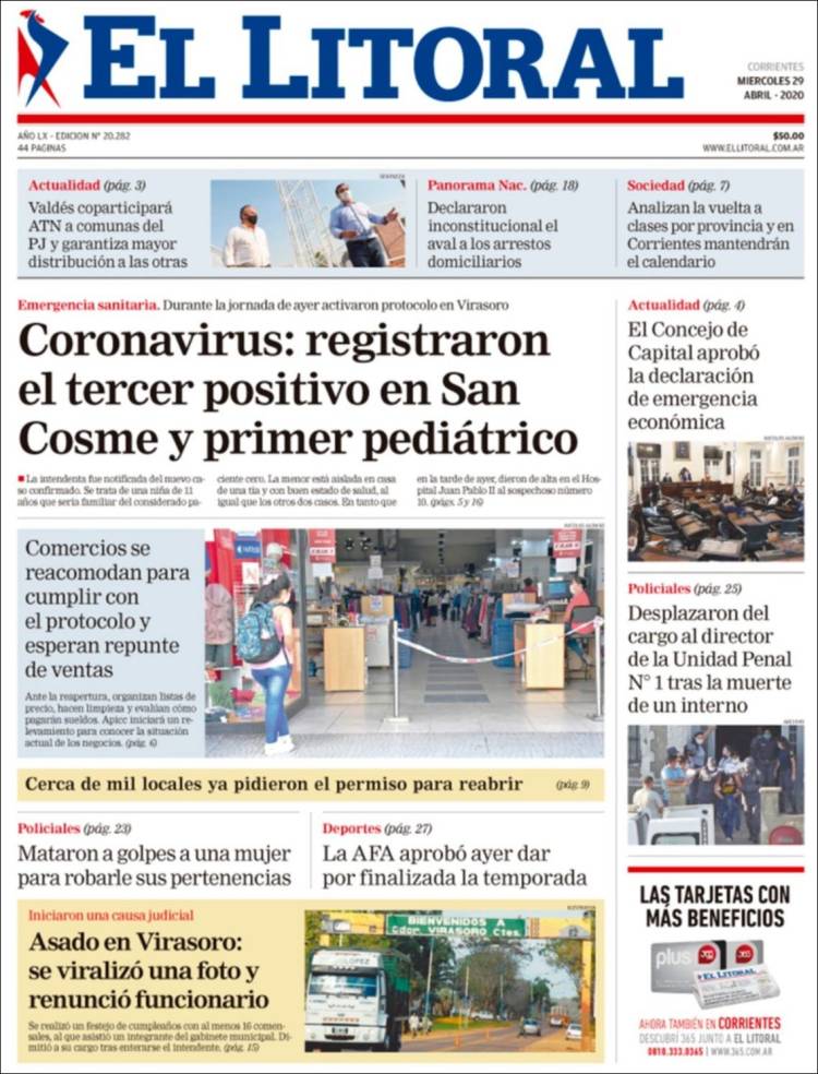 Portada de El Litoral Corrientes (Argentina)