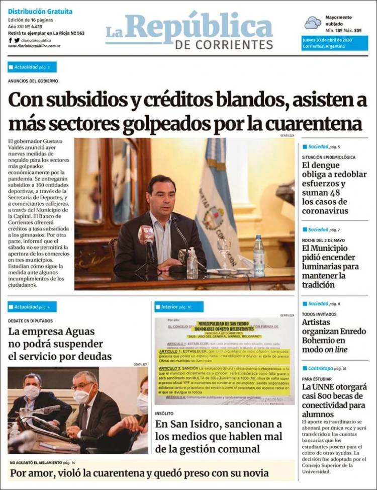 Portada de La República de Corrientes (Argentina)