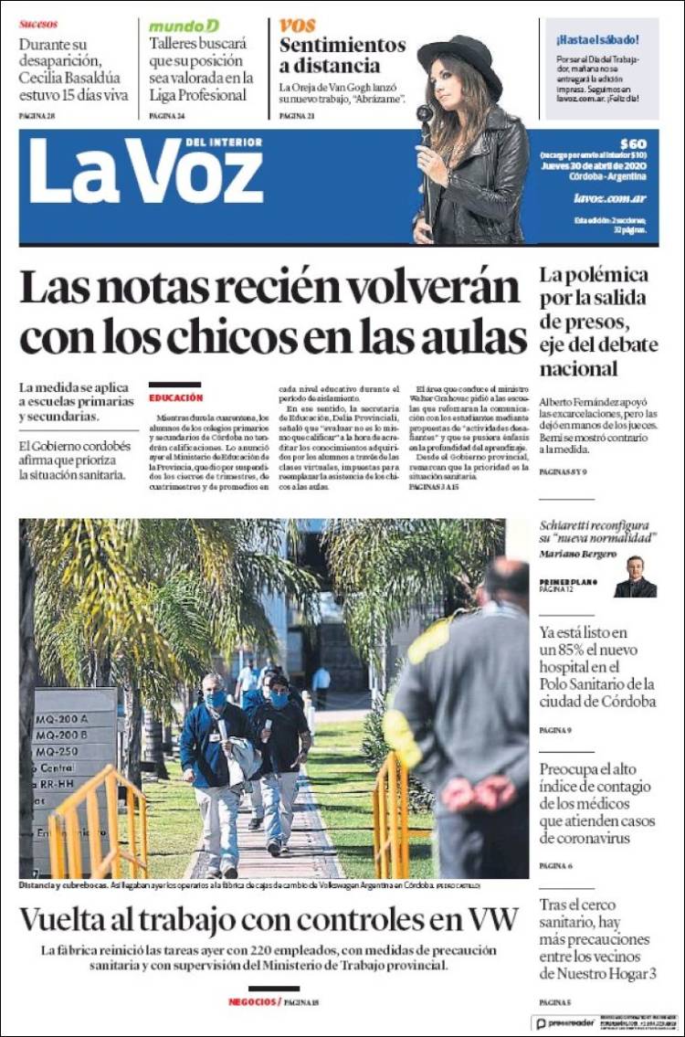 Portada de La Voz del Interior (Argentina)