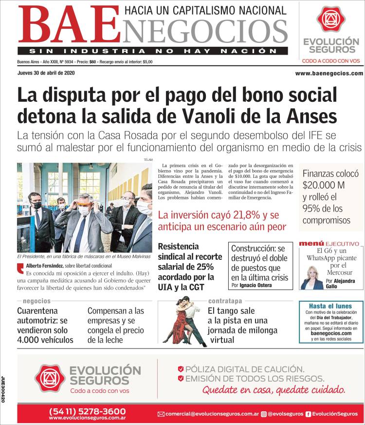 Portada de Buenos Aires Económico (Argentina)