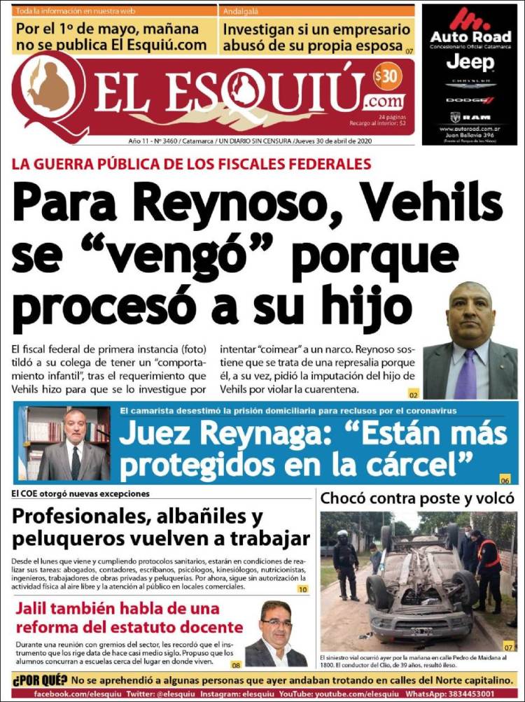 Portada de El Esquiu (Argentina)