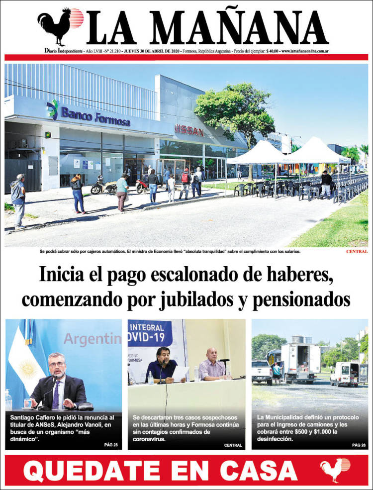 Portada de Diario La Mañana (Argentina)